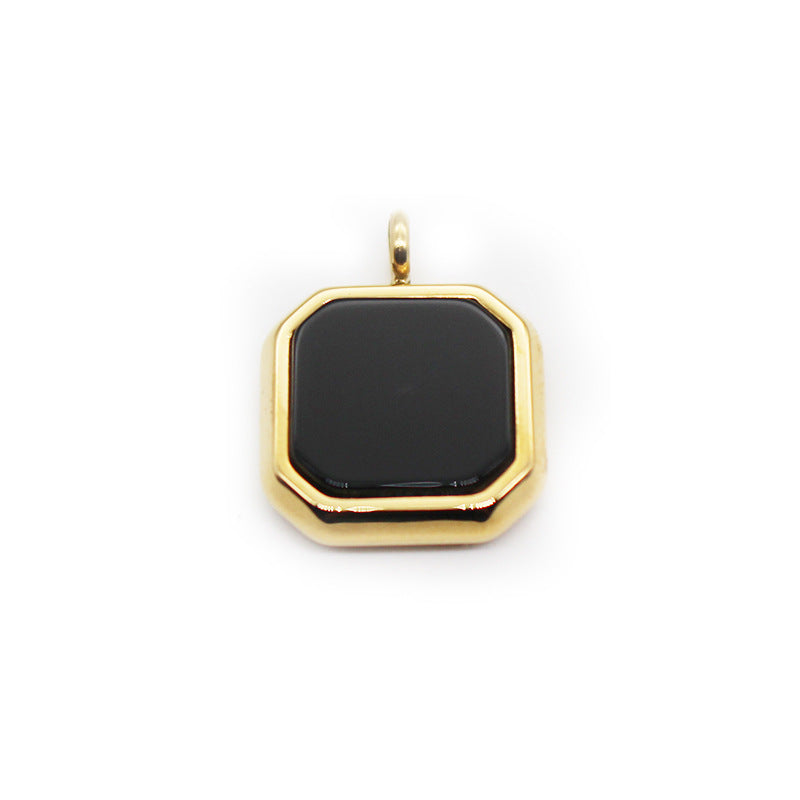 Wholesale Geometric Lapis Lazuli Titanium Steel Necklace