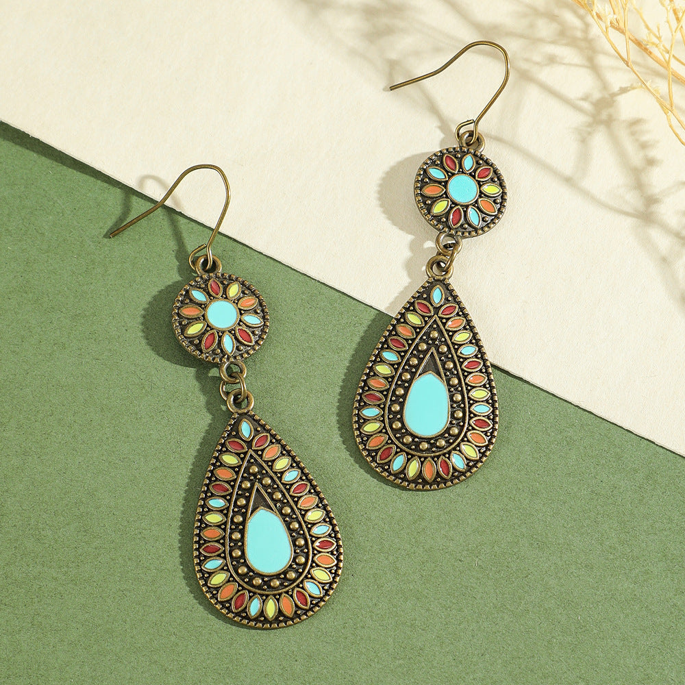 Wholesale Bohemian Tree of Life Tassel Earrings Green Fashion Jewelry Accessory Gift