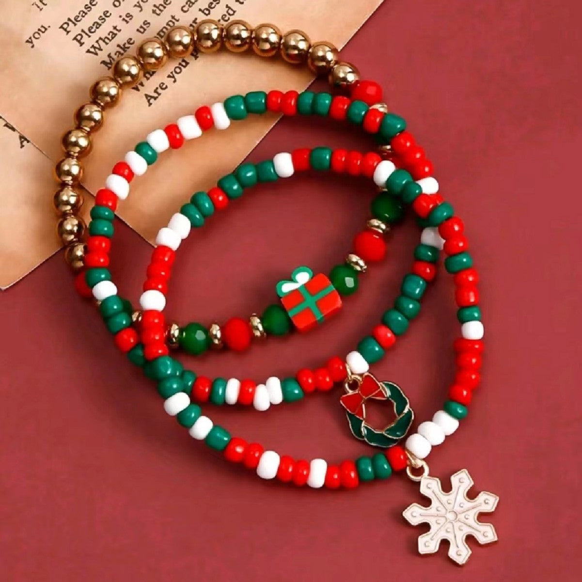Wholesale Christmas polymer clay and alloy beads bracelet
