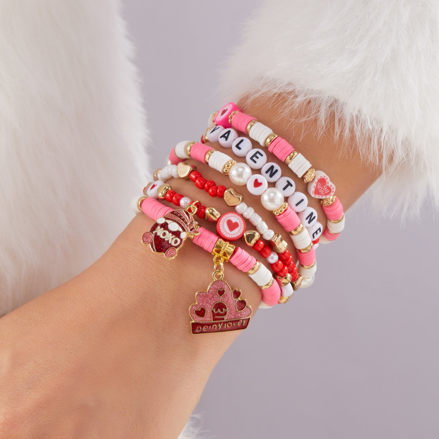 Wholesale Valentine' s Day Elastic Multi-Layered  Bracelet