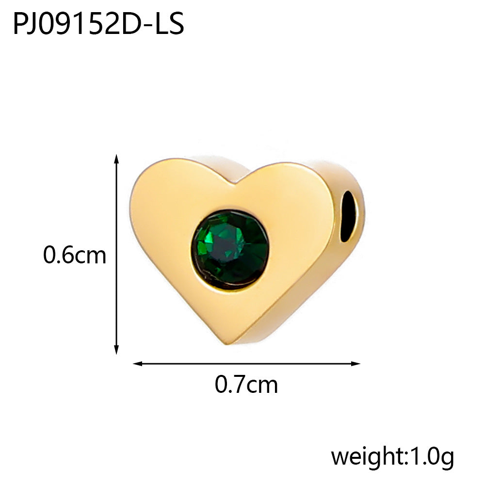 Wholesale Heart DIY stainless steel December birthstone set peach heart pendant