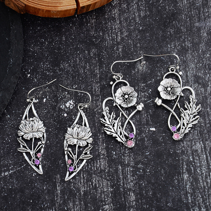 Wholesale Hollow Diamond Flower Earrings