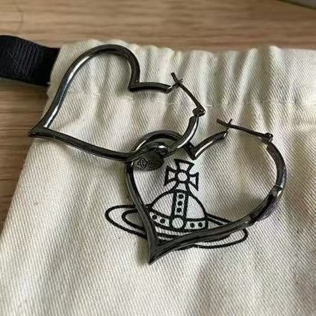 Wholesale Heart Two Tone Large Hoop Earrings