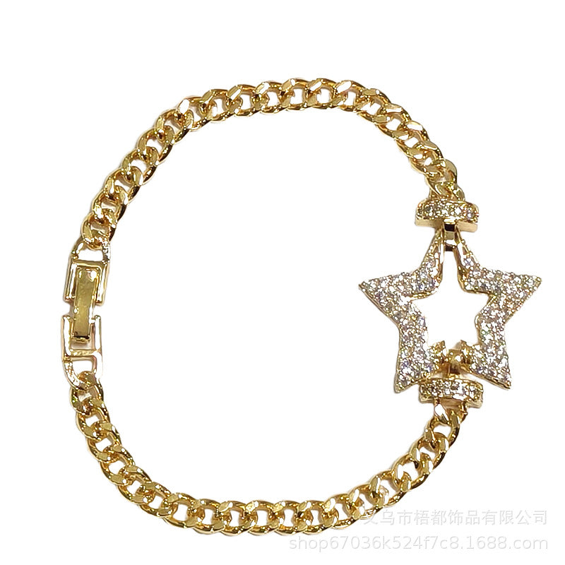 Wholesale Star Cuban Bracelet Copper Gold Plated Fashion Jewelry Accessory for Women