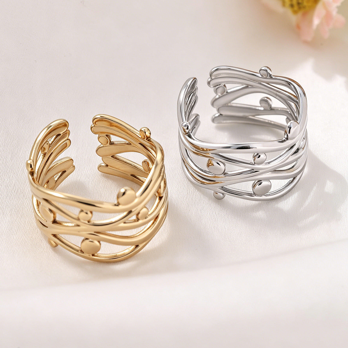 Wholesale Gold-Plated Geometric Open Rings Minimalist Stainless Steel Jewelry Accessory for Daily Wear