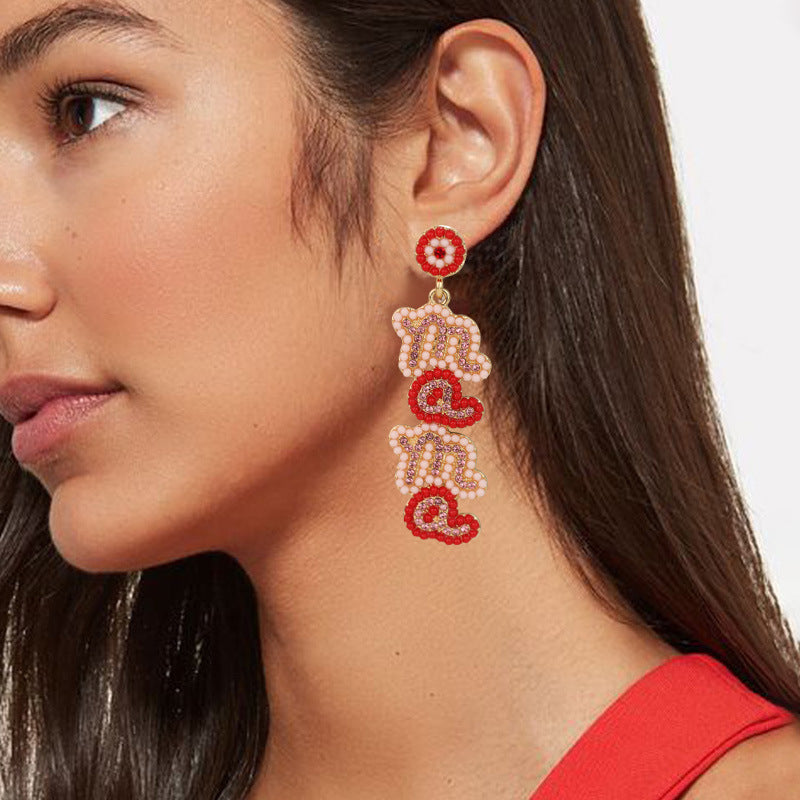 Wholesale pearl MAMA fashion alloy earrings ACC-ES-RuLong003