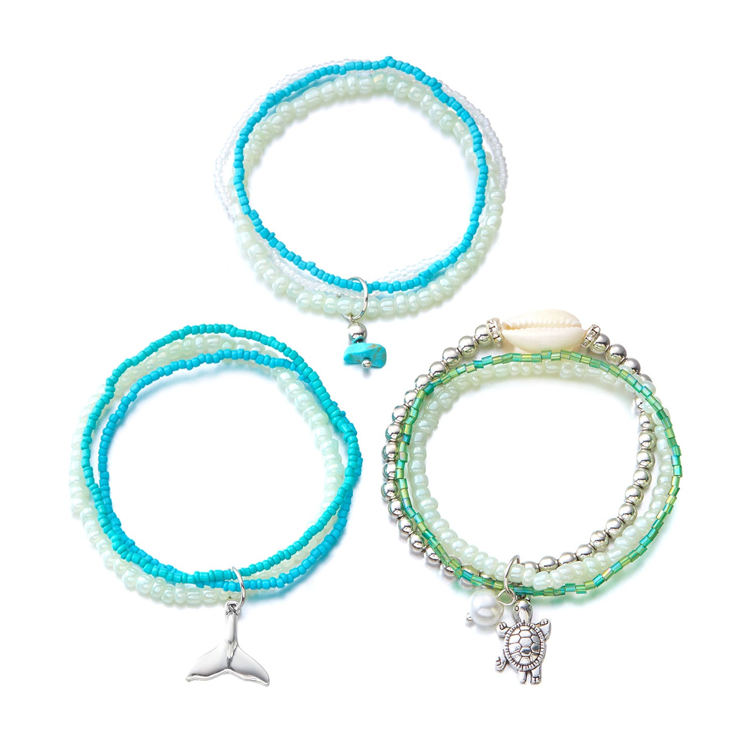 Wholesale  Bohemian Beach Vacation Summer Ceramic Fish Shell Rice Beads Bracelet