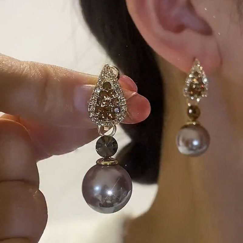 Wholesale Super shiny micro inlaid zircon pearl earrings