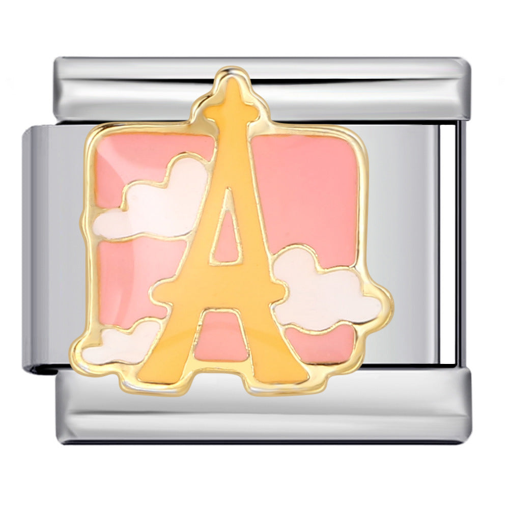 Wholesale Italian Charm Bracelet 9mm DIY Splicing Removable Architectural Sign Stainless Steel Composable Bracelet