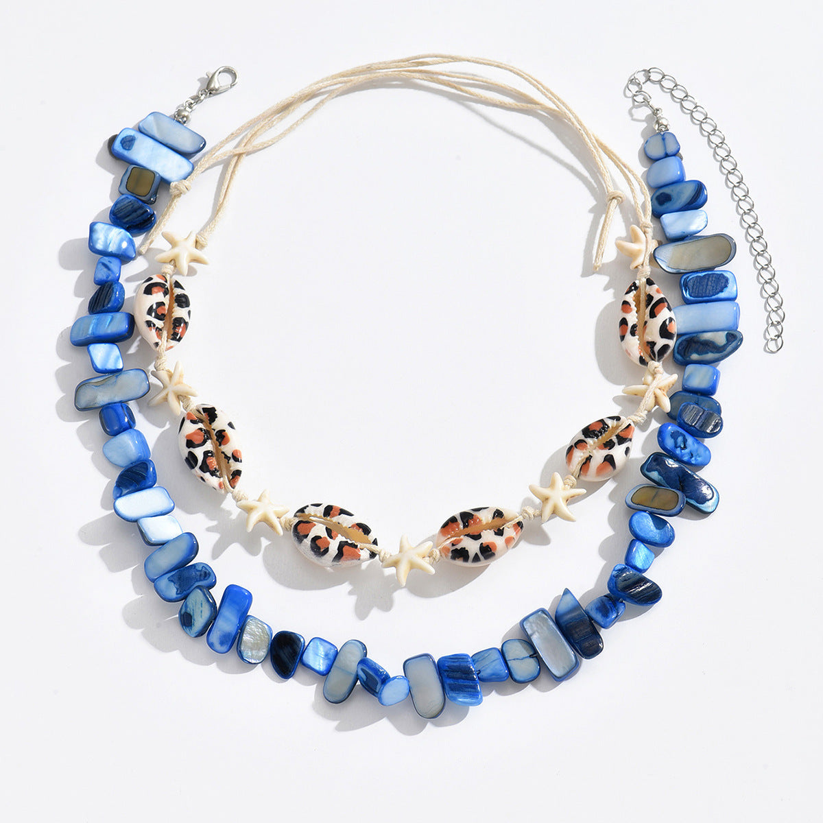 Wholesale  Irregular Gravel Necklace Multi-Layered Ocean Shell Starfish Necklace