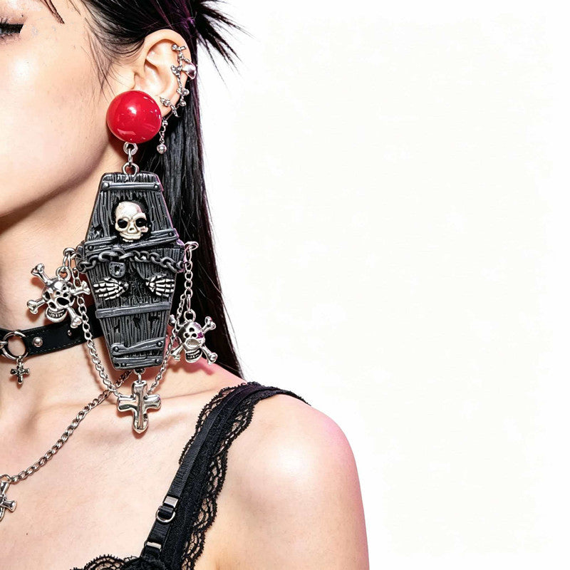 Wholesale  Skull Mummy Coffin Star Earrings Plastic Resin Party Wear Accessory