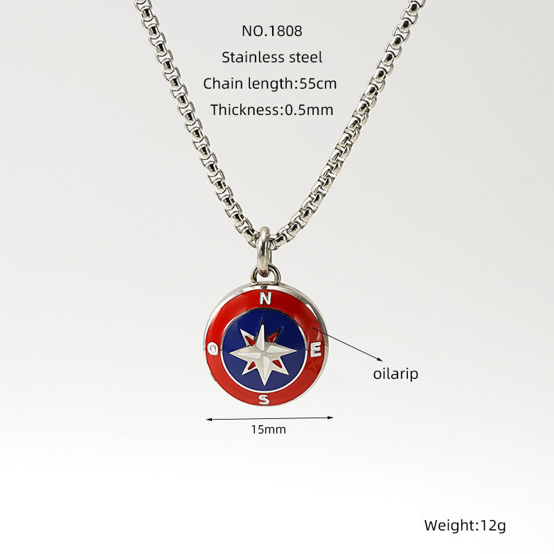 Wholesale Stainless Steel Compass Nautical Anchor Pendant Sweater Necklace ACC-NE-ZhongYao006
