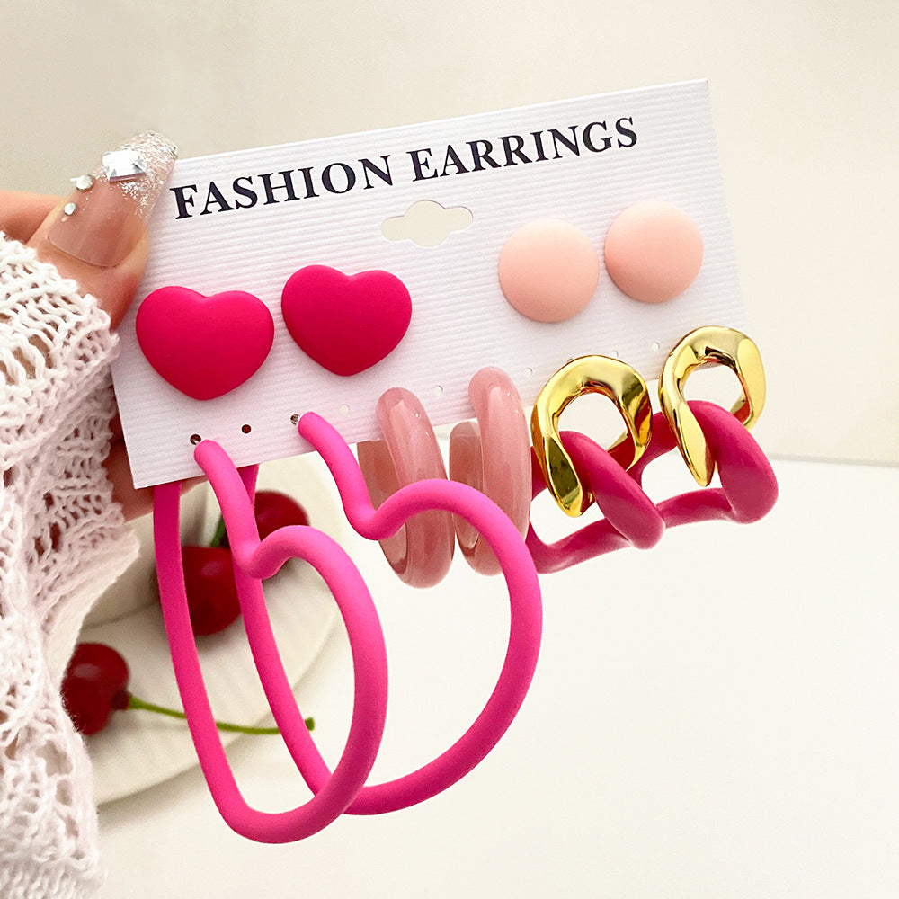 Wholesale Valentine's Day contrasting exaggerated heart resin earrings set