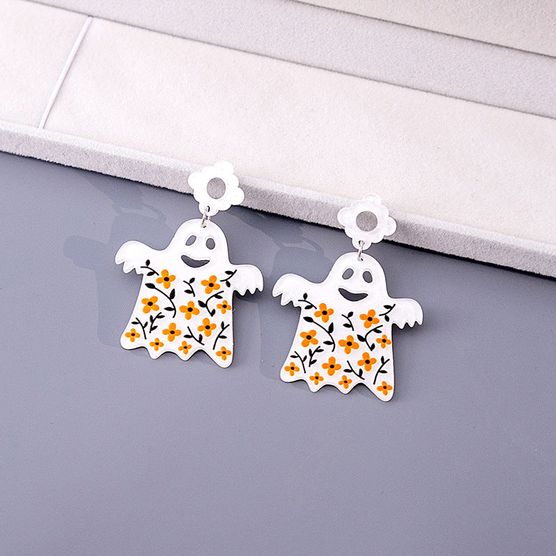 Wholesale Halloween Cartoon Ghost Acrylic Earrings ACC-ES-MDD044