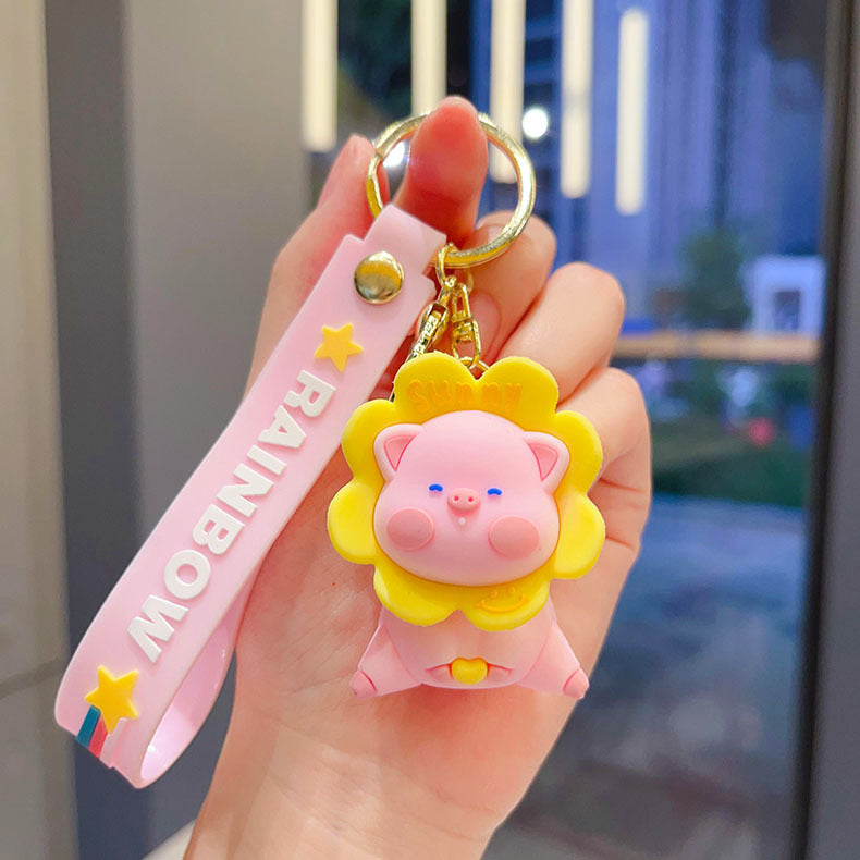Wholesale PVC Cute Cartoon Duck Keychain with Sunflower Design - Fun Bag Charm or Gift