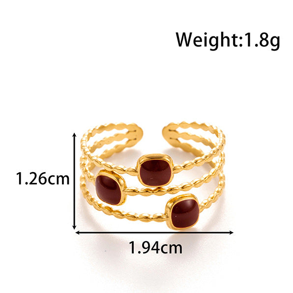 Wholesale  Red Titanium Steel Oil Dropping Light Luxury Retro Ring