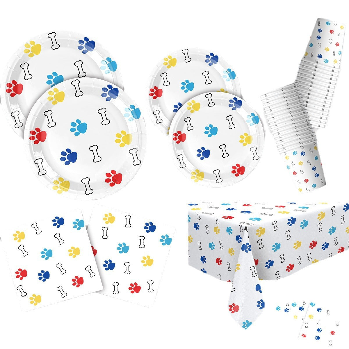 Wholesale Dog Paw Paper Plate Party Supplies Tableware Decoration Paper Set