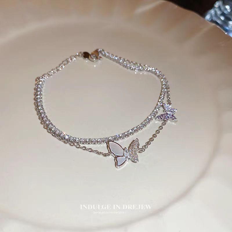 Wholesale Bow Butterfly Titanium Steel Diamond Bracelet Bow Bracelets Butterfly Bracelets ACC-BT-LvSha001