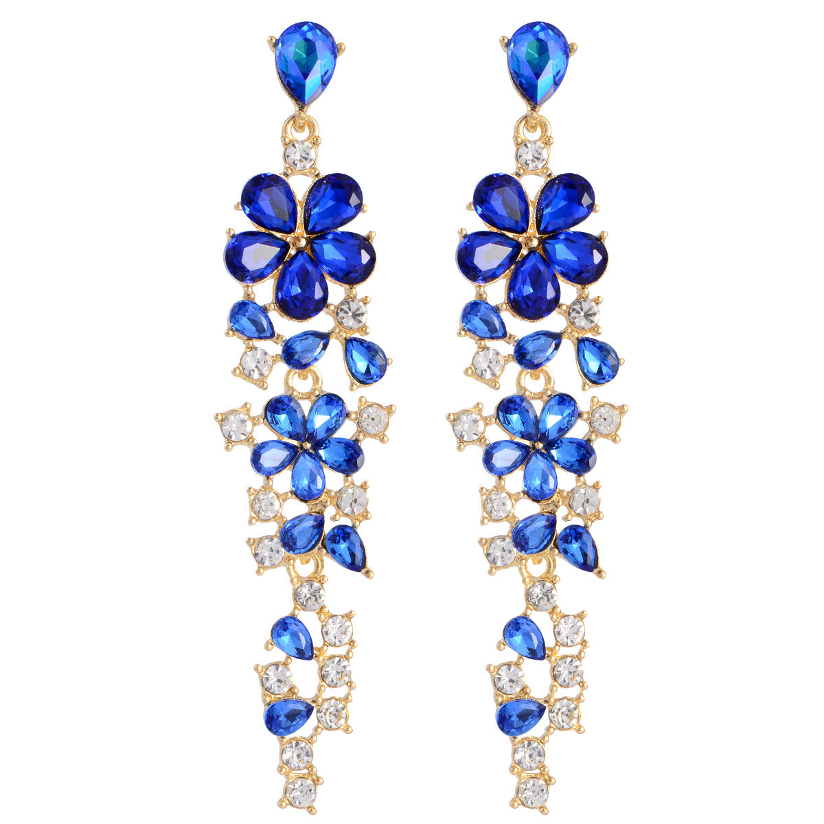 Wholesale Long Colorful Zircon Tassel Earrings Flower Earrings ACC-ES-YiN005