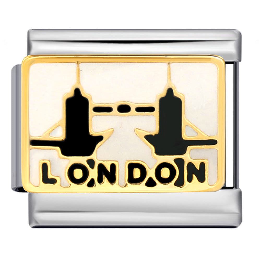 Wholesale Italian modular stainless steel welding dripping oil  DIY bracelet