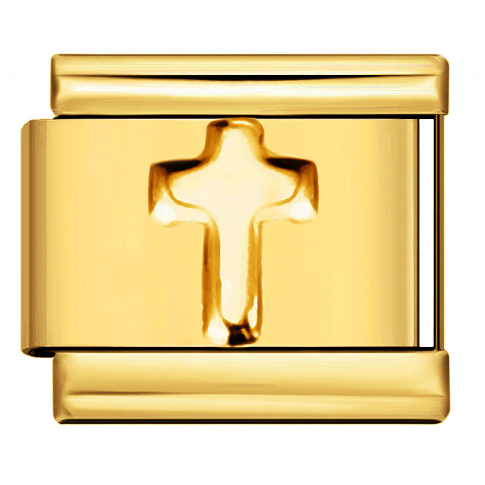 Wholesale Italian titanium steel gold module Charms