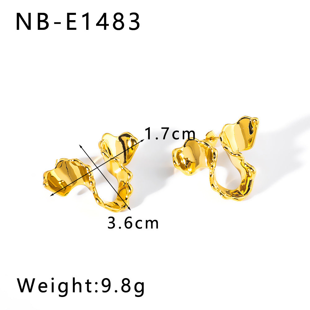 Wholesale  18K Gold Balloon Folded Hollow Round Earrings