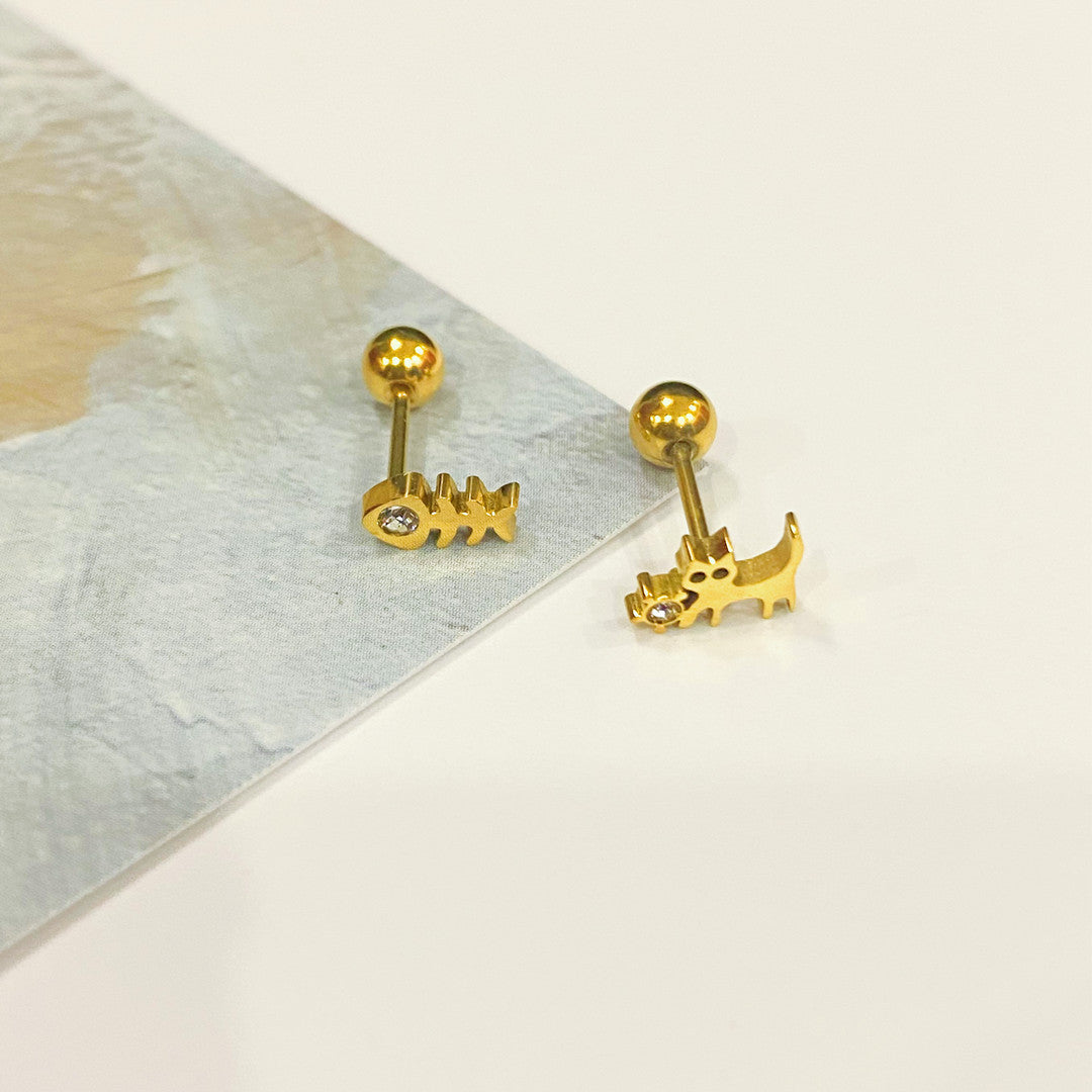 Wholesale Titanium Steel Non-fading Screw Mini Earrings ACC-ES-YZXW001