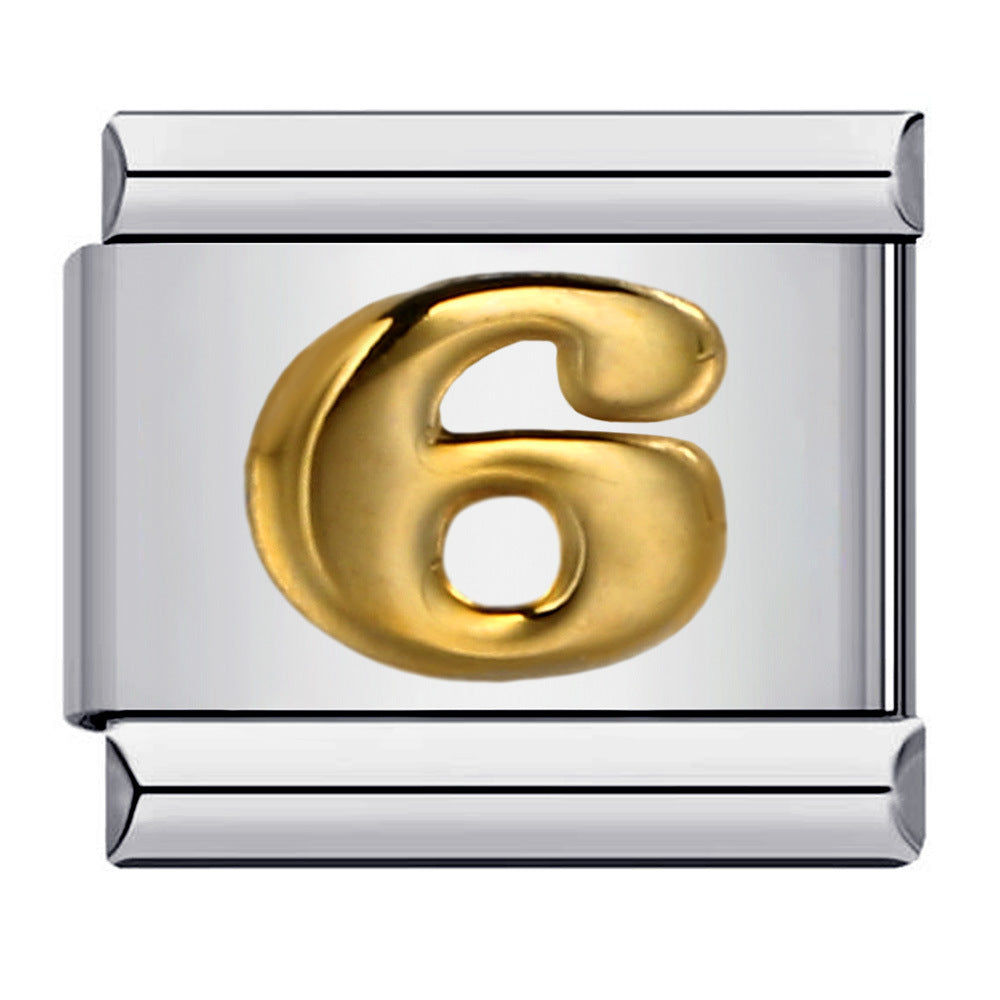 Wholesale Italian Charm Bracelet 9mm DIY Splicing Removable Arabic Numerals Stainless Steel Composable Bracelet