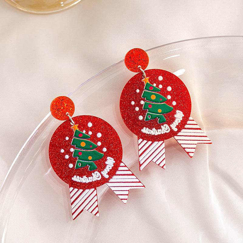 Wholesale Christmas Snowman Gingerbread Acrylic Cartoon Earrings ACC-ES-MDD077