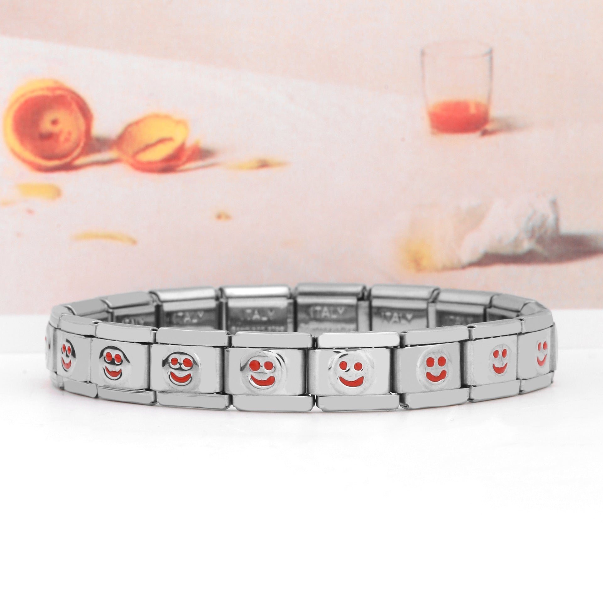 Wholesale Italian Charm Bracelet 9mm DIY Splicing Removable Stainless Steel Smiley Composable Bracelet ACC-BT-XY062