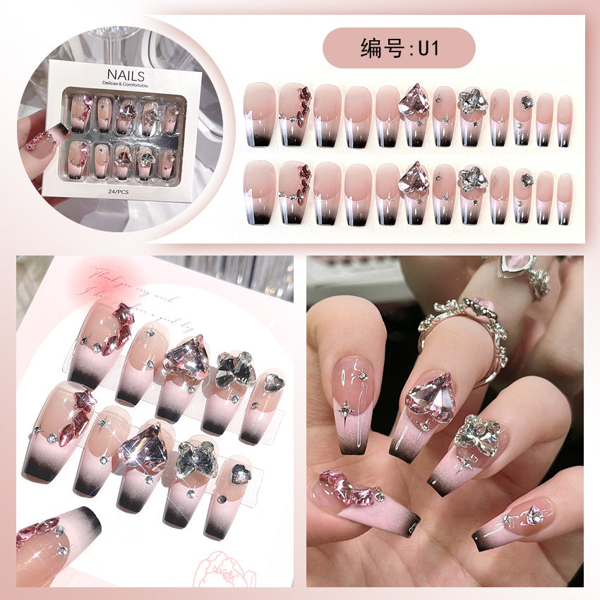 Wholesale 24 Pieces/box Large Diamond Nail Patches Press-on Nails Kits Nail Stickers ACC-NS-DiNa004