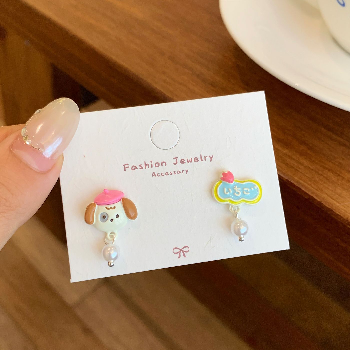 Wholesale Autumn Dopamine West Highland Puppy Earrings Silver Needle Cute Fun Cartoon Earrings