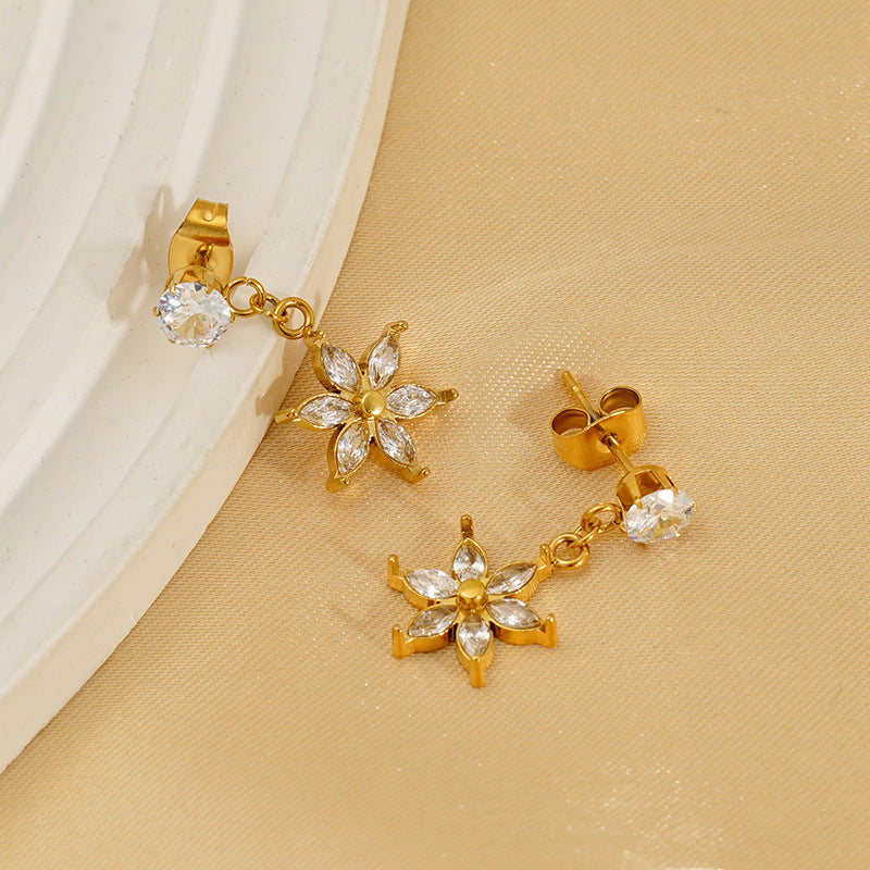 Wholesale Summer flower earrings for women inlaid with zircon light luxury earrings