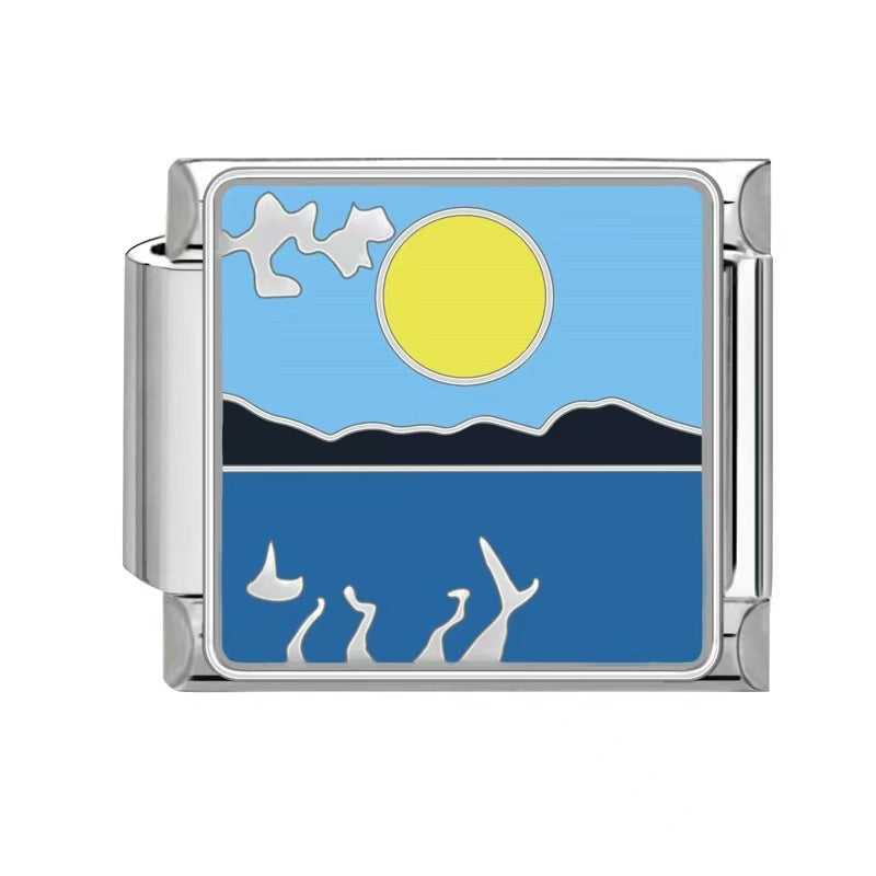 Wholesale Italian Charm Bracelet 9mm DIY Splicing Ocean Series Stainless Steel Composable Bracelet