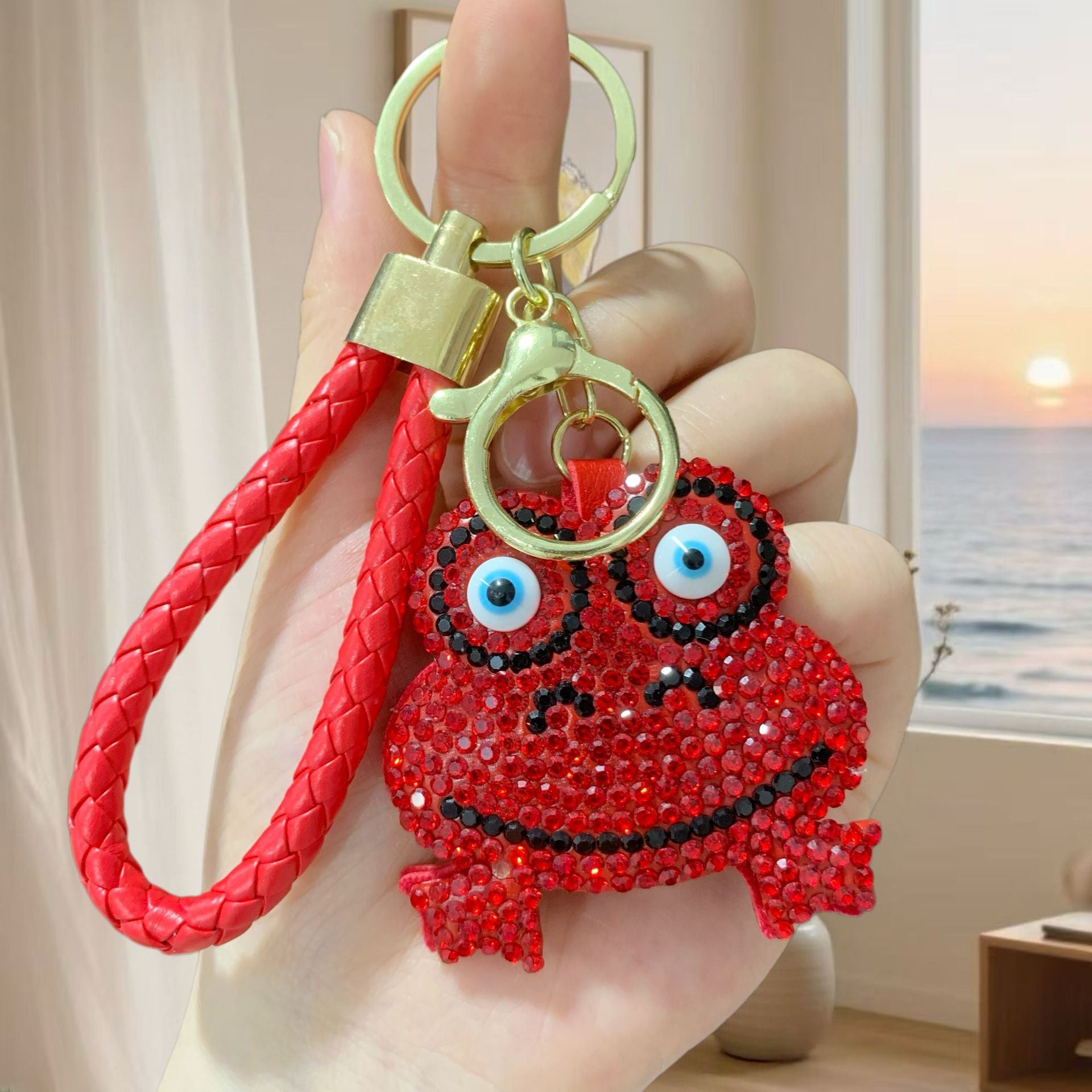 Wholesale Rhinestone Frog Keychain Full Diamond Leather Pendant Wedding Gift Fashion Accessory