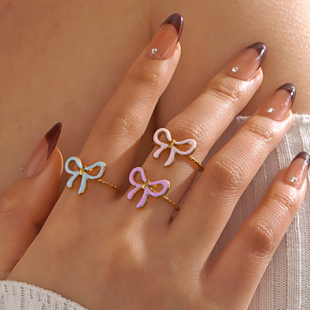 Wholesale Stainless Steel Electroplated Bow Ring - European American Style Jewelry Accessory