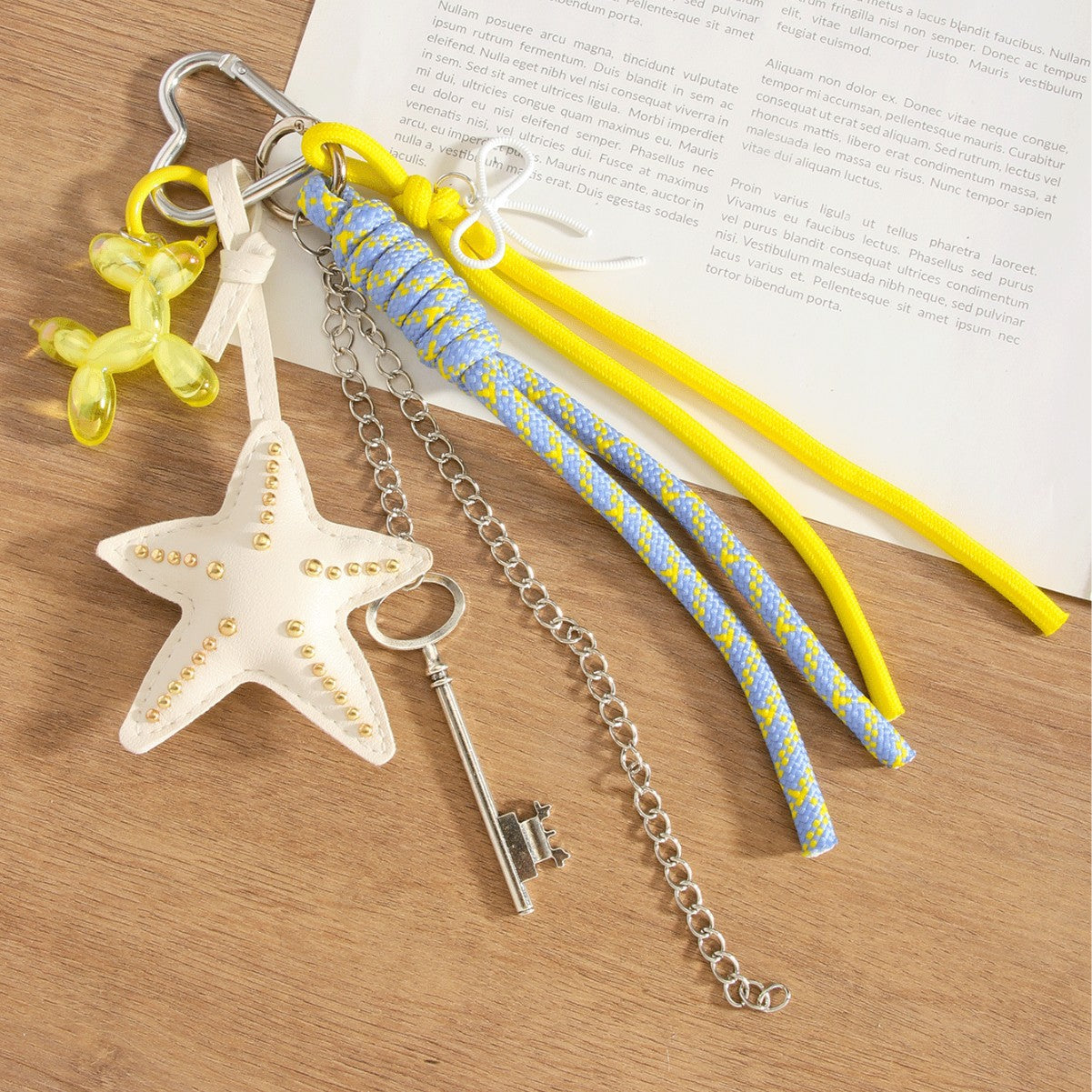 Wholesale PU leather starfish tassel balloon dog woven rope keychain