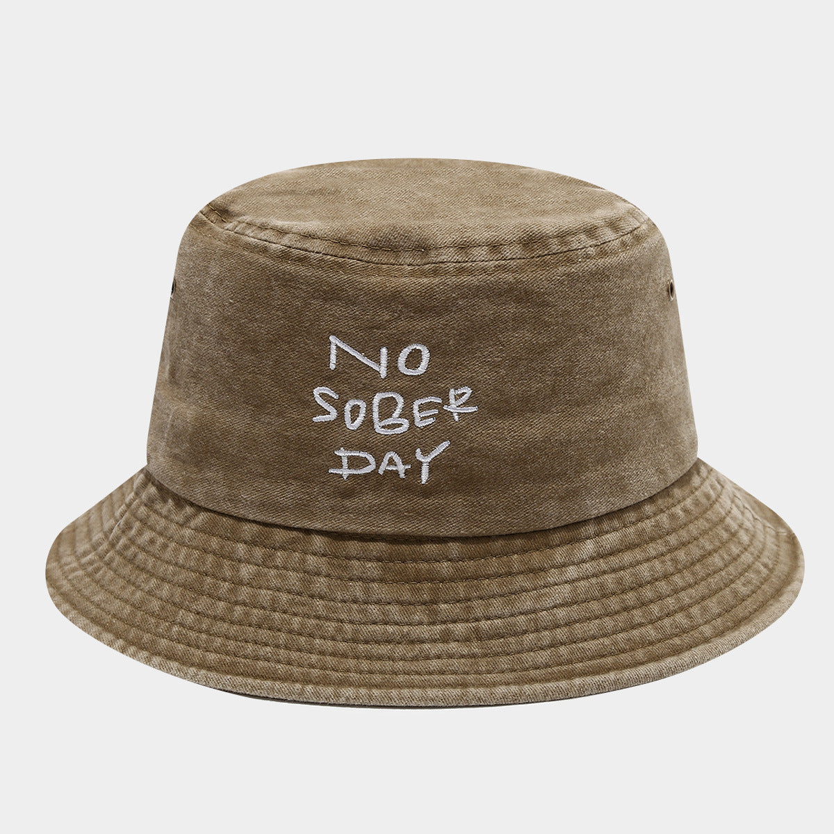 Wholesale Washed Cotton Embroidered Flat Top Fisherman Hat Bucket Hat