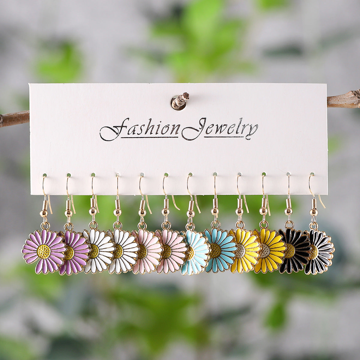 Wholesale Color Small Flower Oil Drop Pendant Earrings suit