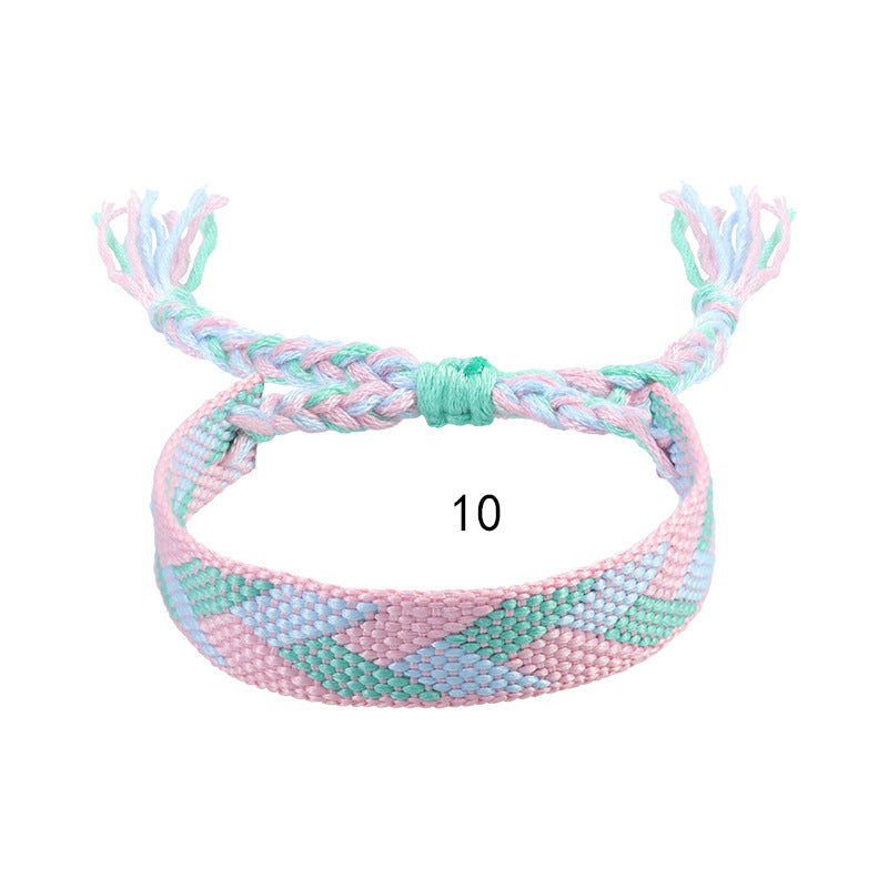 Wholesale Bohemian ethnic style cotton and linen woven bracelet