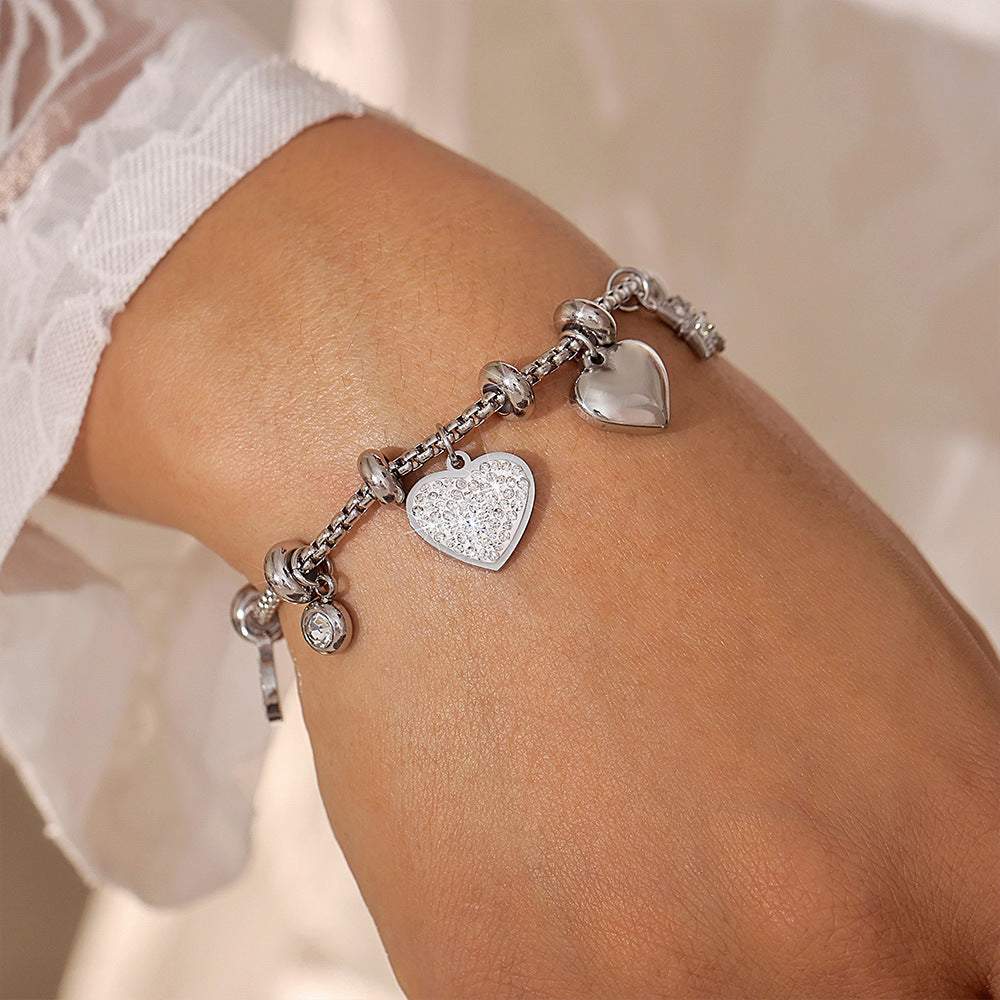 Wholesale Trendy Love Diamond Titanium Steel Couple Bracelet Fashion Accessory for Boutique Resale
