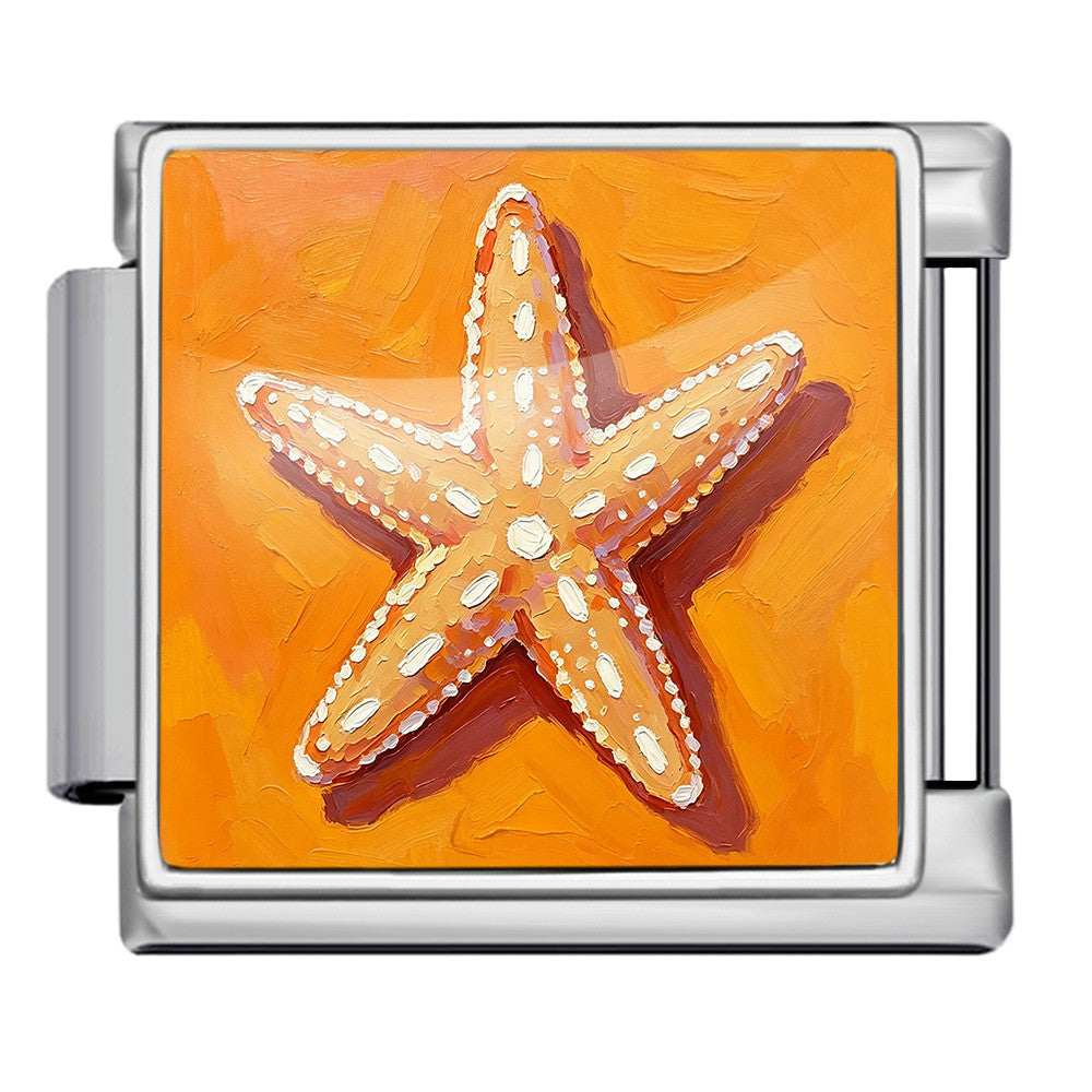 Wholesale Summer Beach Shell Square Painting Pattern Stainless Steel Bracelet DIY Fashion Accessory