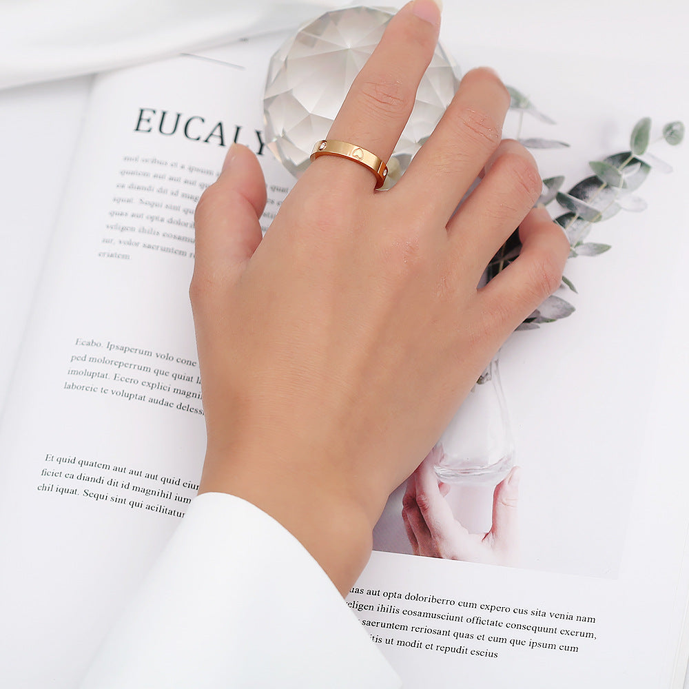 Wholesale Diamond Heart Titanium Steel Rings ACC-RS-DaLang001