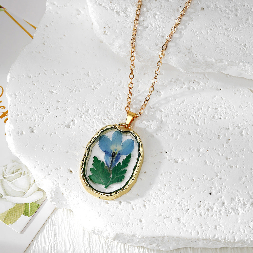 Wholesale Trendy Resin Flower Pendant Necklace with Preserved Flower,  Fashion Jewelry Accessory for Resale
