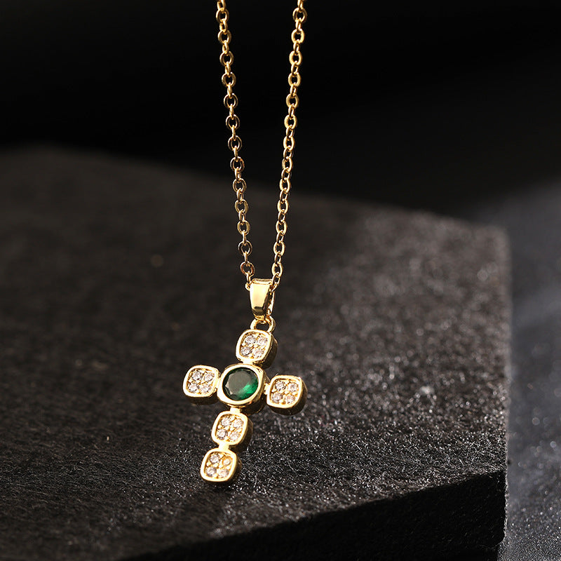 Wholesale Vintage Gold Cross Necklaces Zircon Clavicle Chain Choker Necklace ACC-NE-SY010