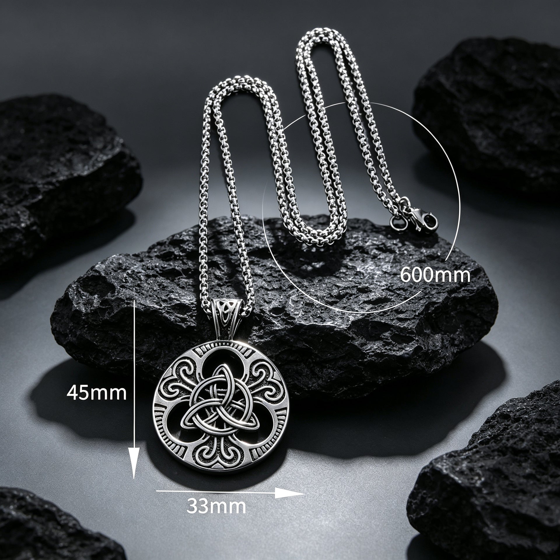 Wholesale Dark Style Celtic Knot Necklace Stainless Steel Geometric Pendant Fashion Jewelry Accessory