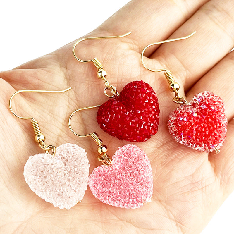 Wholesale 2 Pairs/pack Valentine's Day Love Three-Dimensional Resin Diamond Earrings ACC-ES-HY203