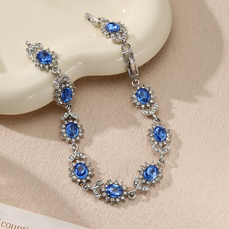 Wholesale Luxurious Floral Leaf Zircon Colorful  Bracelet