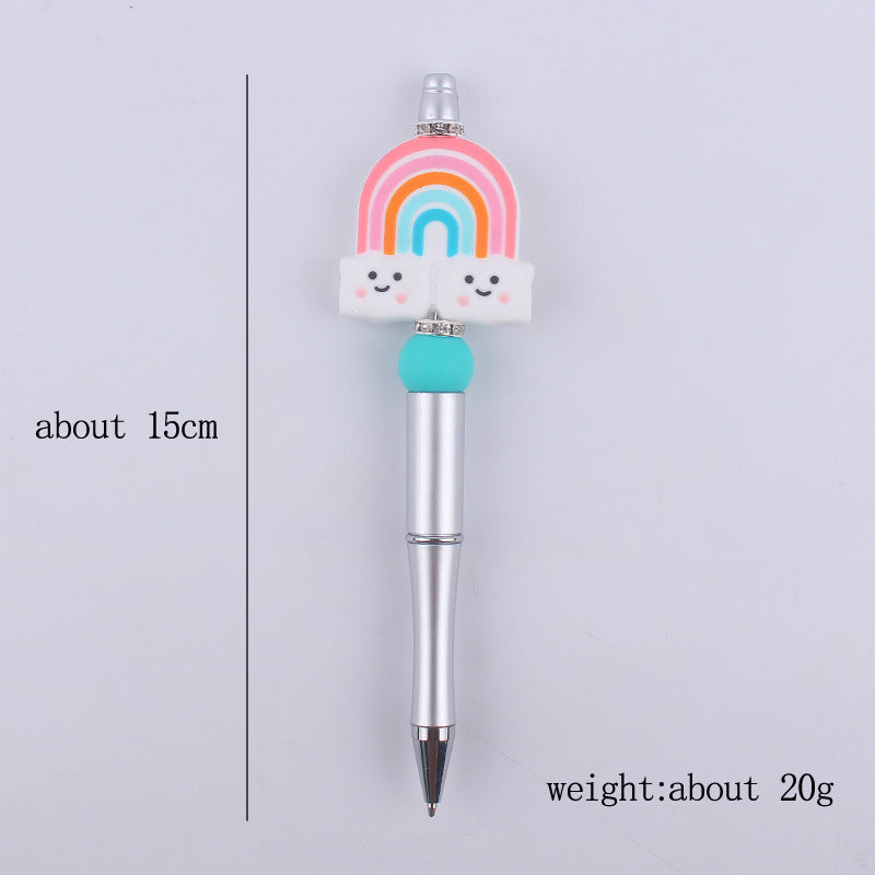Wholesale beaded pen creative cartoon rainbow cloud silicone beaded pen  ballpoint pen