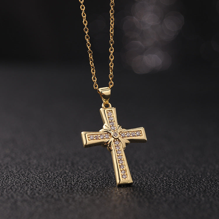 Wholesale Retro Punk Gold Plated Rhinestone Cross Necklace For Women Fashion Accessory Gift